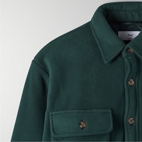 Aritzia TNA scarab dark green Virgil polar padded shirt jacket sz 2 preloved - Picture 8 of 13